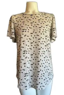 Banana Republic Cream Black Floral Blouse Top S Small