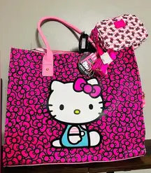 Hello Kitty Large Pink Tote Bag Set w/ Mini Backpack | Sanrio Cute Bow Print NWT