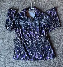 Zengery  purple‎ and black leopard print raincoat size (2) large