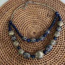 Bajalia Cloisonné‎ Necklace Purple & Brass