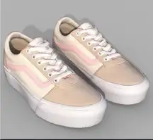 Vans Women's Pink and Cream Sneakers