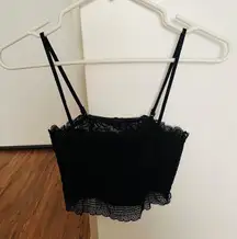 Black Lace Crop Top With Removable Straps