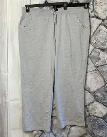 Gray Sweat Pants w 3D Rivets at Pockets Wm 4X/5X