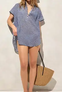 J.Crew Crinkled tunic beach dress in gingham print