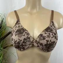 Bali Brown Floral Print Underwire Contour Bra 36C