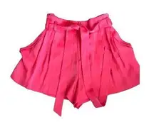 BCBGMAXAZRIA Silk Red Pleated Front Tie Shorts Women's Small S