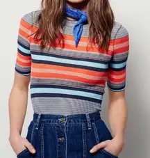 Free People  Striped Crewneck stretch top 90s Y2K