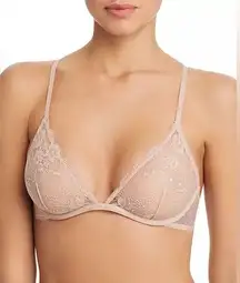 JASON WU Cream Floral Lace Sheer Mesh Underwire Plunge Bra 32B