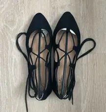 J. Adams Lace-Up Pointed Ballet Flats