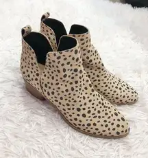 Dolce Vita Kaidie Leather Cheetah Animal Print Ankle Boots Tan Black 8