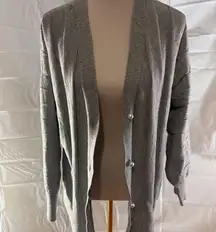 Crown & Ivy Gray Pearl Button Cardigan Sweater