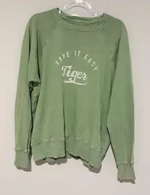 Aerie take it easy tiger distressed sweatshirt green size small