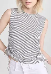 NWT Frame striped black white muscle tank tie cinches large‎ relaxed fit basic
