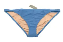 J Crew Ribbed Trim Lo Rise Hipster Full Coverage Bikini Bottom Blue 2X (20) NWT