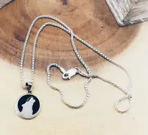 Howling Wolf Black Coyote Sterling Silver Necklace