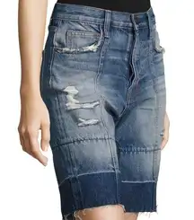 Current/Elliott The Seamed Denim Bermuda Shorts in Blue Zephyr