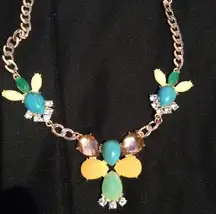 Charming Charlie Chunky multi colored gold necklace