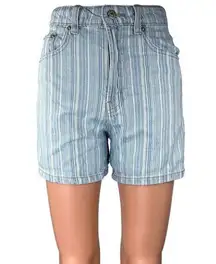 Zara Women's Blue Striped High Waisted Casual Mini Denim Jean Shorts Size 0