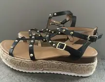 Somehow Espadrille Platform Stud Sandals Black SHOES size 9