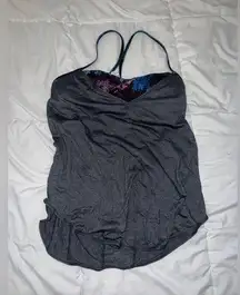 Lululemon No Limit Gray‎ Floral Bra Layered Tank Yoga Gym Workout Running 10