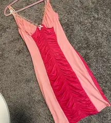 Chic Pink Mini Dress with Lace Accents