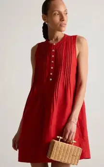 Quince Red Wild Cherry Organic Cotton Gauze Sleeveless Swing Dress Sz.M