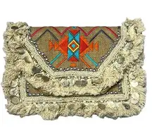 Boho Tassel Embroidered Aztec Handbag Clutch