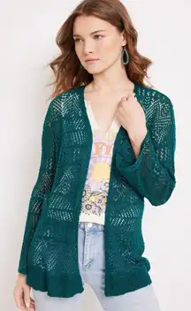 Maurices Women’s Pointelle Open‎ Stitch Cardigan Emerald Green