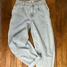 Women’s Paige pleated baggy denim high rise jeans side pocket size 27