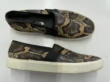 Vince Sneakers Womens 6 Black Brown Blair Snake Effect Slip On‎ Shoes