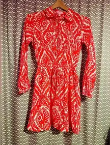 Lilly Pulitzer Red Doreen Island Coral Reef Madness Dress, Size 0