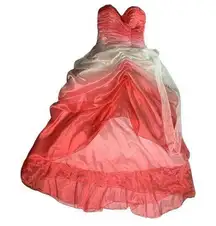 Cinderella Divine  Pink Coral Ombre Beaded Chiffon Full Formal Dress Gown Size 10