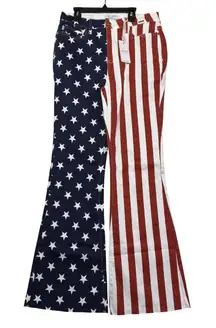 Judy Blue Women's High Waist Flare Jeans Stars Stripes Patriotic Denim Size 11