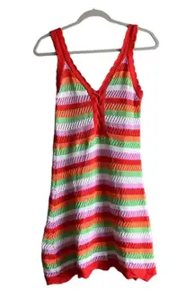 Colorful Striped Crochet Dress - XS