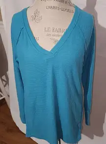 Wildfox Womens Blue‎ V Neck Haley Brushed Short Top Sweater Medium