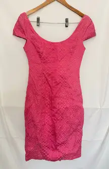 Gianni Versace Spring2009 2125$ Pink‎ Croc Jacquard Sheath Zip Back EU 42