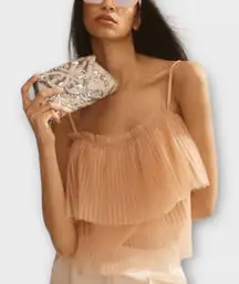 Anthropologie Pleated Tulle Cami Top – Size M (Peach Blush)