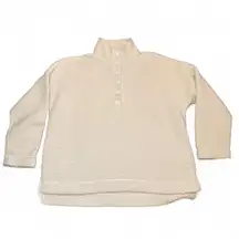 Aerie Women’s Large Sherpa Fleece Quarter Snap Pullover Ivory Cream Cozy Teddy J