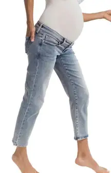 BLANQI Full Belly Support Maternity Light Solid Wash Cropped Jeans size 8