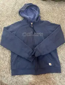 Blue Carhartt Zip-Up Sweatshirt Hooded