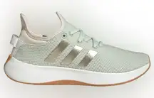 NIB Adidas Light Green Cloudfoam Pure Sneakers with Metallic Stripes