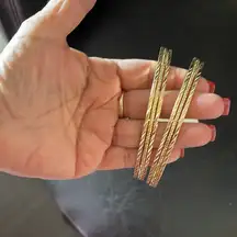 NINE WEST HUGE 3 LAYER GOLD HOOPS 4'