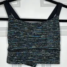 Lululemon Blue Black Cream Sports‎ Bra Size 6 Crossover Straps