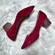 SOLE SOCIETY | Red Corduroy Pointed Brown Block Short Heel | Size 9