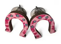Horseshoe Earrings with Pink and Blue Accents