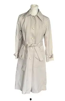 Donnybrook Beige Trench Coat Button Closure Belted Waist Vintage Classic 8 READ