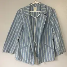 Chico’s • Women’s Blue Striped Blazer Size 1