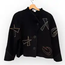 VTG MaryLou Ozbolt Storer Abstract Art Wool Jacket Size Small