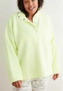 Aerie NWT Cloud Sherpa Oversized pullover tennis ball green sz Small 24” p2p
