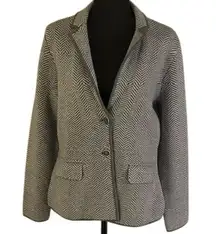 Talbots Petite's 100% Merino Wool Gray and Cream Sweater Blazer,  Petite Medium